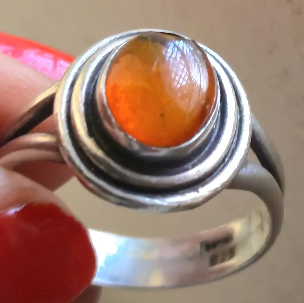 Vintage Sterling Silver Carnelian Ring Size 7